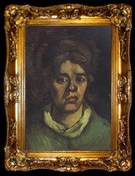 framed  Vincent Van Gogh Head of a Peasant Woman with Dark Cap (nn04), ta009-2